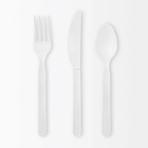 Eco friendly Disposable PLA Tableware Set made from renewable corn starch ideal for catering and events